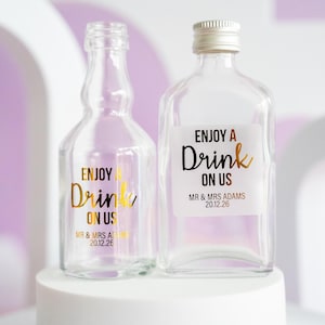 Custom Square Enjoy A Drink Foil Stickers/Wedding Favour Stickers/Wedding Drink Stickers/Shot Bottle Labels/Alcohol Favours/Foil Labels