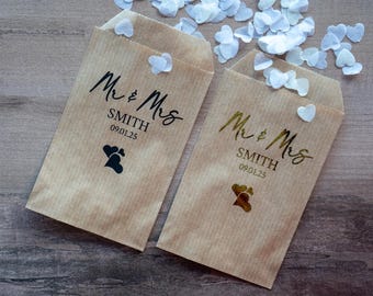 Sobres pequeños de papel kraft para bodas/Regalos de boda personalizados/Paquetes de confeti/Bolsas para regalos de boda/Paquetes de pañuelos/Paquetes de semillas/Regalos de fiesta