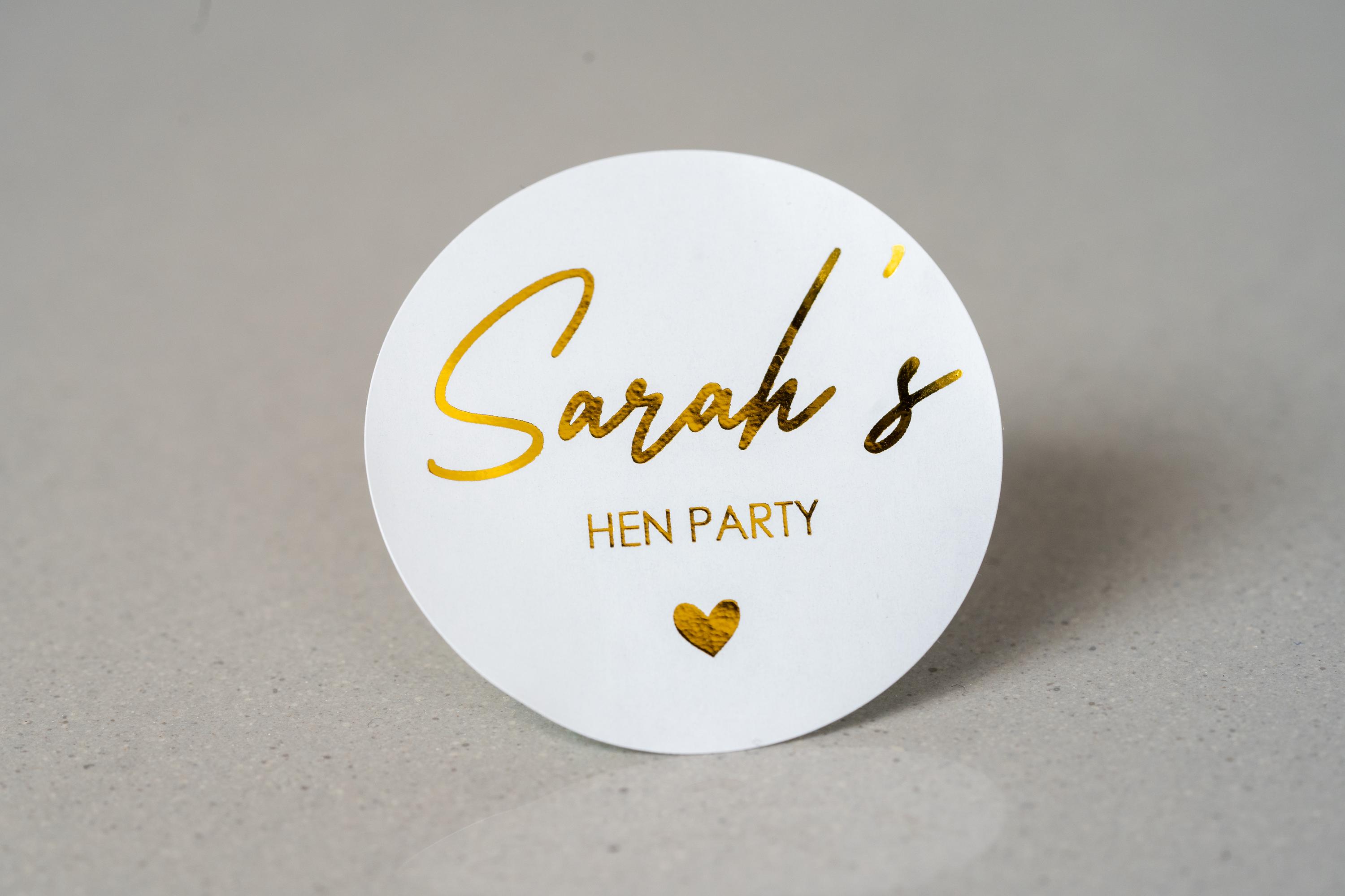 Custom Hen Party Foil Sticker – Heart Bridal Shower Hen Do Bachelorette ...