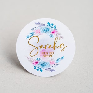 Floral Hen Party Foil Custom Stickers/Bridal Shower Decorations/Hen Party Favours/Hen Party Gift Bag/Hen Party Stickers/Bachelorette Party