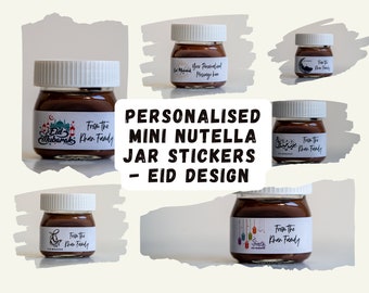 Personalisierte Mini Nutella Glas Eid Aufkleber - Perfekt für Eid Geschenke, Eid Partys, Eid Dekoration, Eid Dekoration