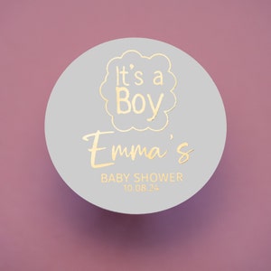Adesivi in lamina per baby shower It's a Boy/Etichette per baby shower/Bomboniere per baby shower/Decorazioni per baby shower/Adesivi per sacchetti per feste/Adesivi personalizzati