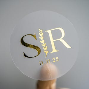 Personalised Metallic Foil Wedding Monogram Stickers/Custom Initial Wedding Stickers/Wedding Name Stickers/Gold Foil Wedding Stickers