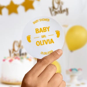 Pegatinas de aluminio personalizadas para baby shower/Etiquetas personalizadas para baby shower/Regalos para baby shower/Decoraciones para baby shower/Revelación de género