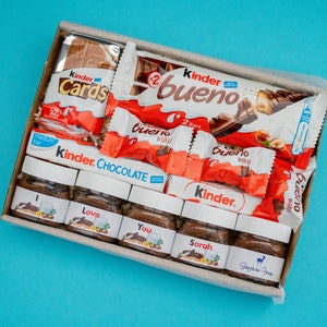 Spersonalizowany kosz czekoladowy Nutella i Kinder Bueno z niestandardowymi mini słoiczkami/Prezent urodzinowy/Prezent rocznicowy/Spersonalizowany prezent/Prezent dla niego|dla niej