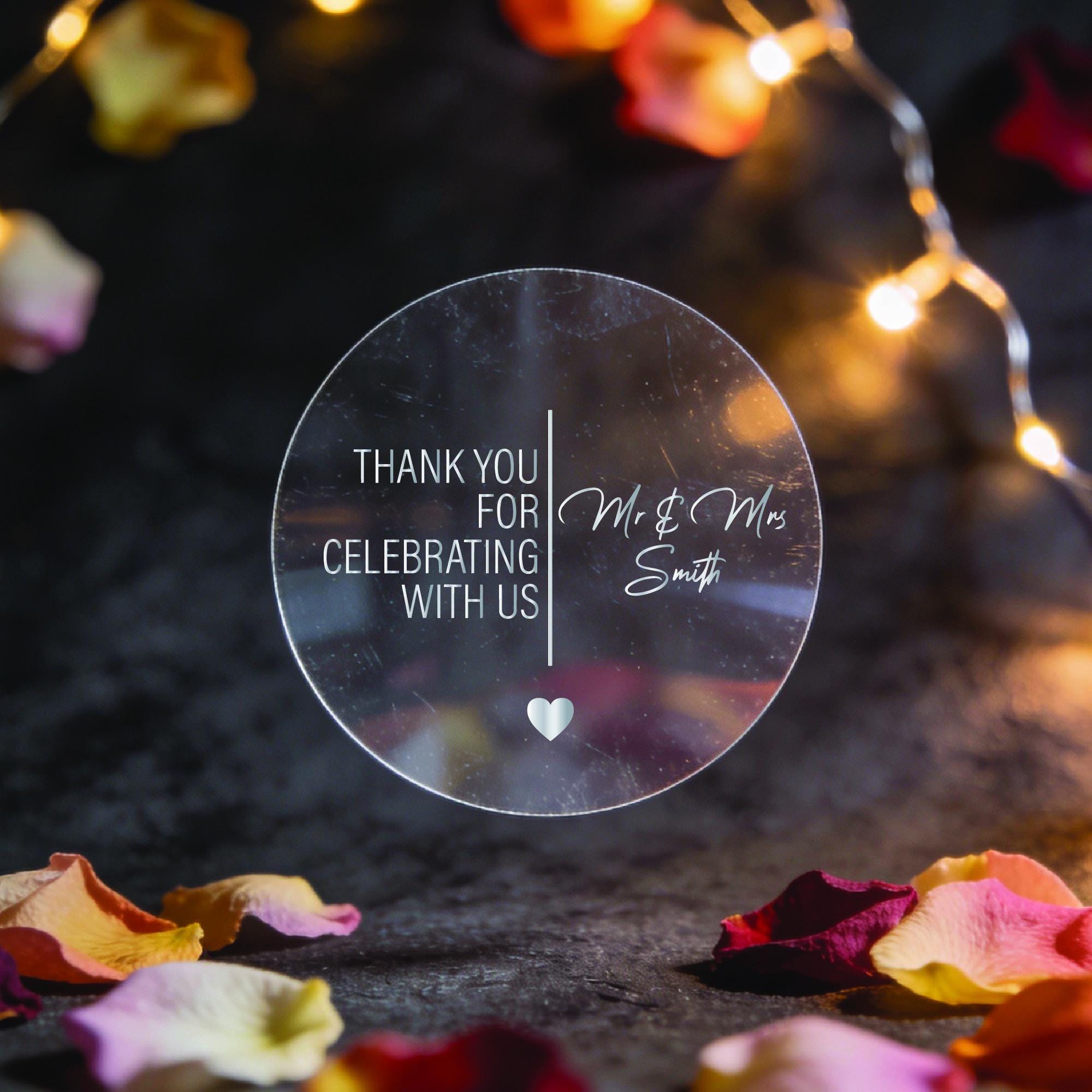 Round Personalised Gold Foil Stickers for Wedding Favours | Thank You ...