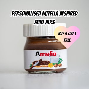 Personalised Nutella Inspired Jar with Custom Sticker - Perfect Gift for Birthday&#39;s, Wedding Favours, Gift Bags, Hen Party Favours