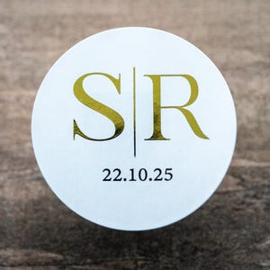 Custom Foil Monogram Wedding Stickers/Wedding Favours/Favour Stickers/Wedding Stationary/Envelope Seals/Custom Wedding Labels