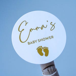 Adesivi in lamina per baby shower con impronte di piedi/Etichette per baby shower/Bomboniere per baby shower/Decorazioni per baby shower/Adesivi per sacchetti per feste/Adesivi personalizzati