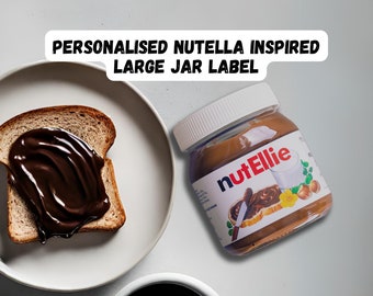 Personalisierter Nutella inspirierter Glasaufkleber, Benutzerdefiniertes Etikett, Vinylaufkleber - Pareogeschenk für Geburtstage, Muttertagsgeschenk, Eid-Geschenk, Geschenk für Ihn
