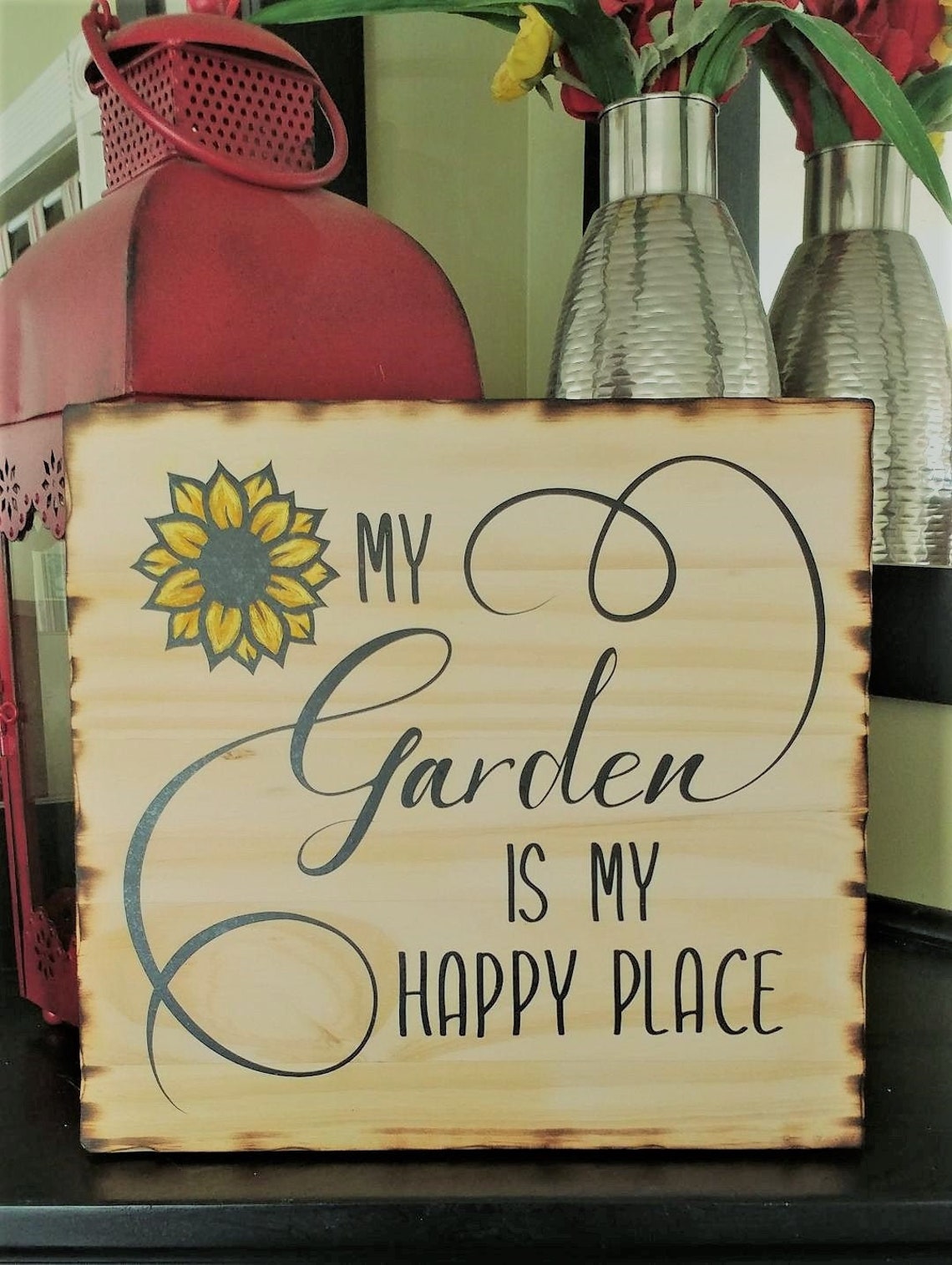 Garden Art Sign My Garden is My Happy Place 12x Etsy