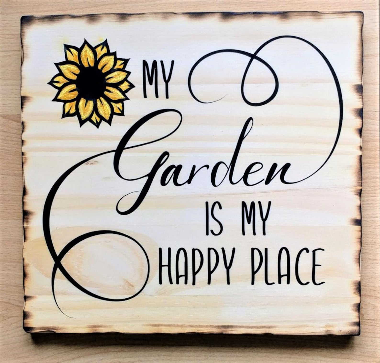 Garden Art Sign My Garden is My Happy Place 12x Etsy