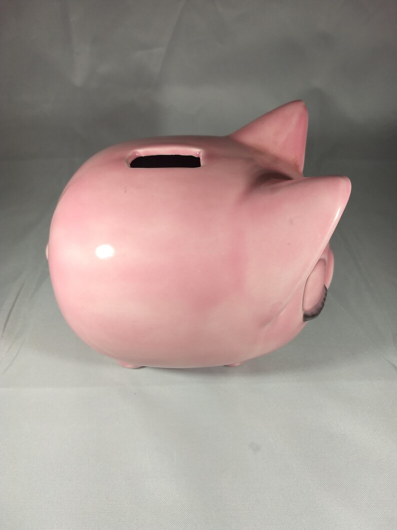 Pig coin bank. Vintage Piggy Bank Pink pig