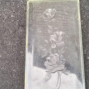 Vintage Lucite Box With Divider, Lid has Embossed Roses.