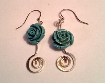 New Made Dangle Acrylic and Silver Earrings For Pierced Ears.