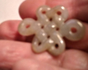 Vintage Chinese Knot Jadeite , Pierced Work.