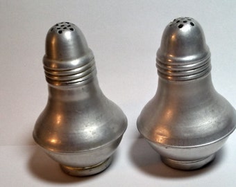 Vintage Aluminum Salt and Pepper Shakers, Mid Century,
