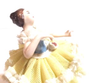 Lady Dancer Made In Germany, Dresden Antique, Ballerina Statue.