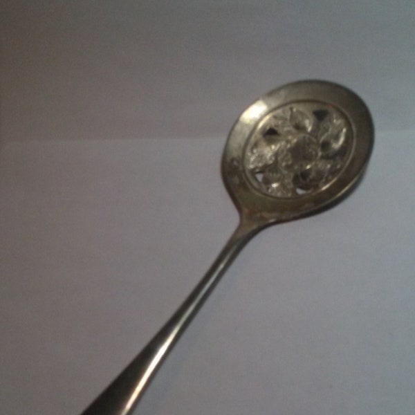 Vintage Silver Plated Slotted Flat Spoon From Italy.