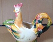New China Chicken Pitcher, Farm Rooster Collection, Gravy Boat.