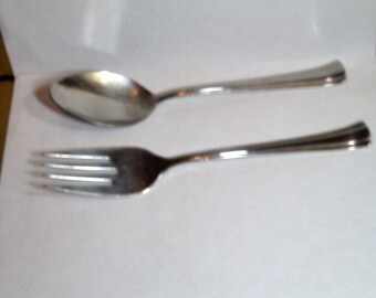 Vintage Cuisinart Beaded Stainless Spoon Fork Sugar Knife 5 Piece Serving Cui8 Set