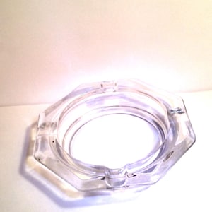 Vintage Clear Glass Heagon Ashtray