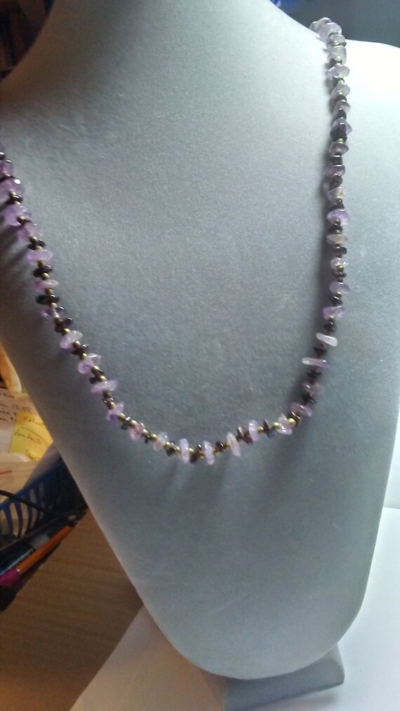 Vintage Lavender and Dark Amethyst and Brass Accce