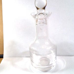 Clear Glass Vinegar/Oil Vintage Bottle With Solid Glass Stopper.