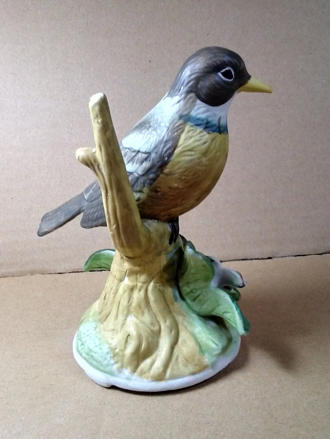 Vintage Porcelain Bisque Bird Statue Figurine With Flowers Etsy
