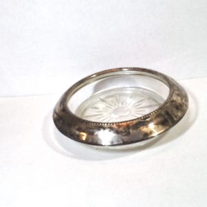 Old Vintage Sterling and Crystal Coaster, 1940&#39;s