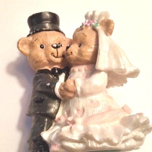 Vintage Small Bride and Groom Resin Bears.