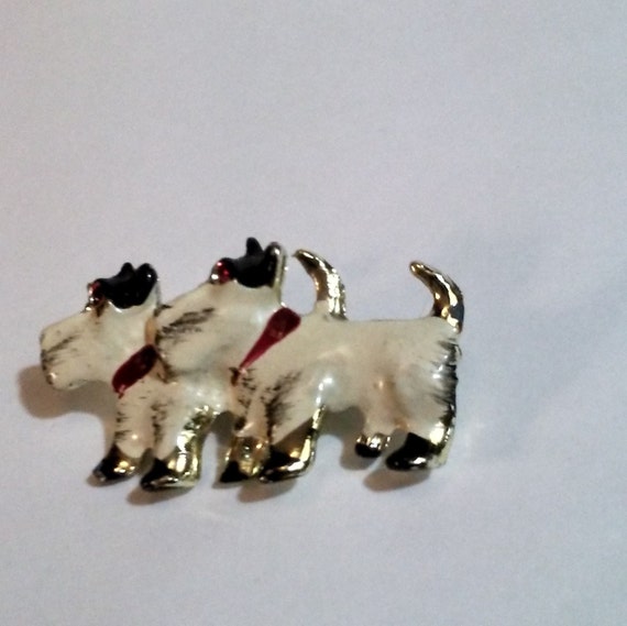 Old Vintage Scottie Dogs Pin Brooch,1950's - image 1