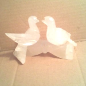 Vintage Onyx White Love Birds On A Base of White Onyx.