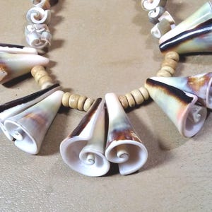 Vintage Polished  Natural, Cut Shell Necklace With Screw Clasp.