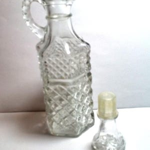Vintage Clear Pressed Glass Cruet, With Stopper.