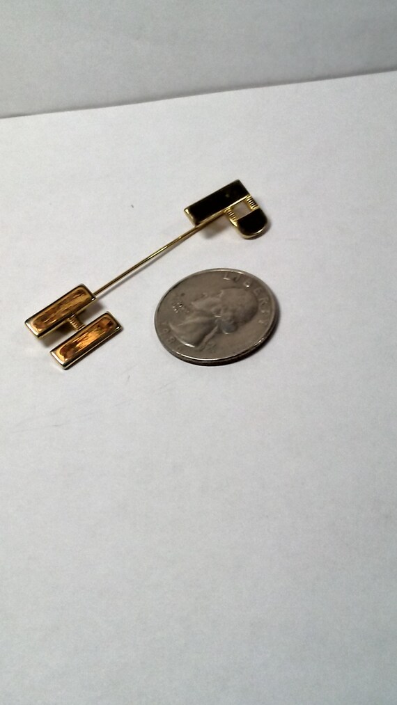 Gold Toned Lapel Stick Pin. Initials P and H.