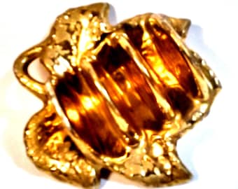 Vintage Weeping Gold 22 K Gold Leaf Shaped Ashtray, Cookie Holder.