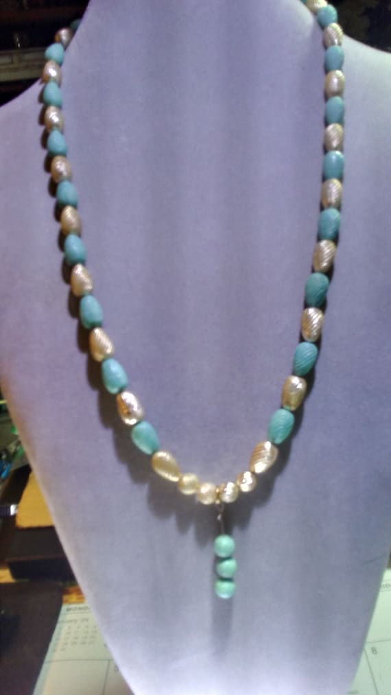 Vintage 1950's Silver and Turquoise Colored Beads. - image 2