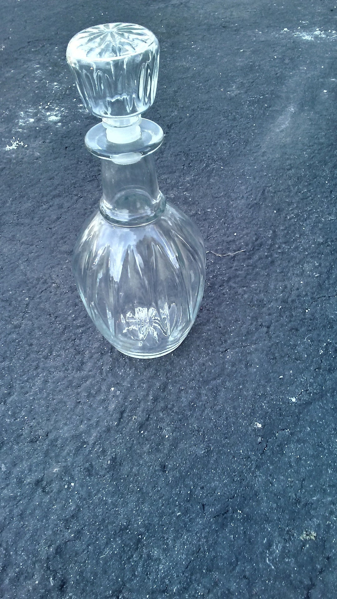 Vintage Alcohol Decanter. Round and Scalloped With Stopper. Etsy