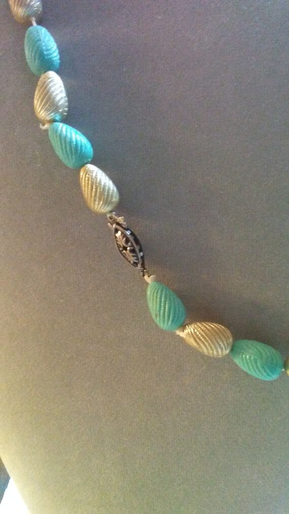 Vintage 1950's Silver and Turquoise Colored Beads. - image 3