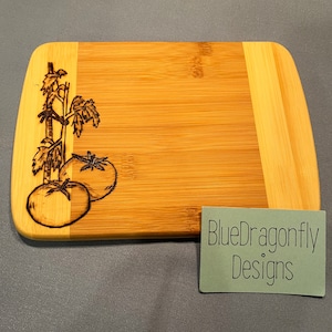 Bamboo charcuterie /Cutting board/ bar board with wood burned design