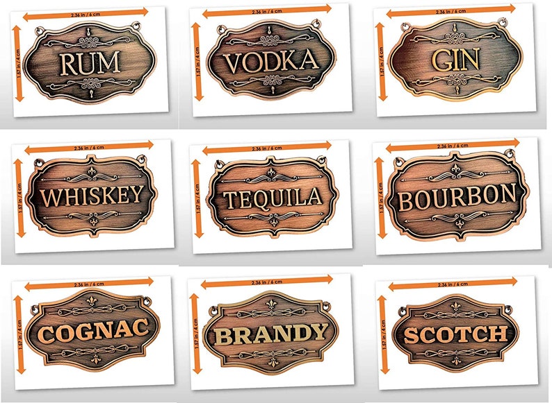 Liquor Decanter Tags Set Etsy