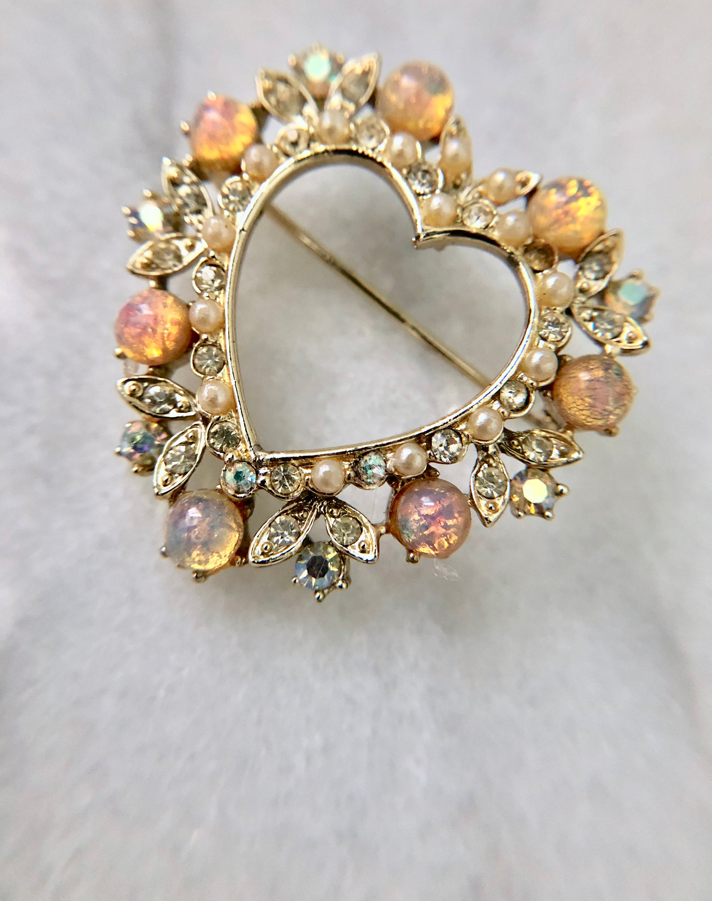 Vintage Signed LISNER Costume Jewelry Heart Pin Brooch Etsy