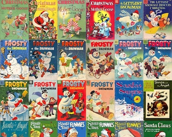 Vintage Christmas comics collection Santa Claus Funnies, Frosty, Littlest Snowman, Mother Goose. 1950s christmas comics 33 Issues, PDFs.