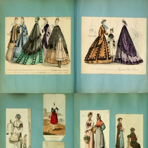 19th Century European Fashion scrapbook collection. French Fashion, German Fashion, Elegant fashion,