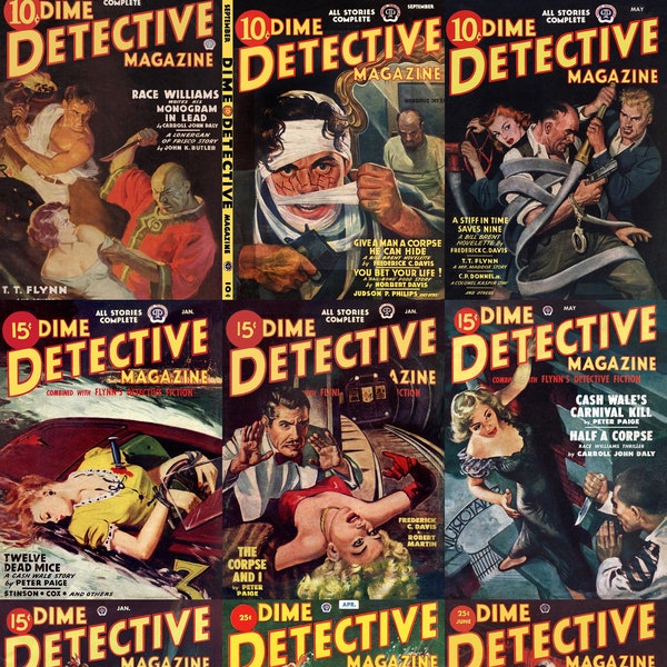 Dime Detective Magazines. Pulp fiction 1930s to 1950s. murder mystery crime fiction 78 Issues