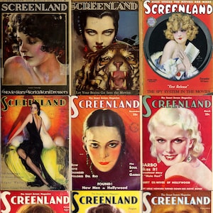 Screenland magazines. 1920s 30s film magazine, cinema, glamour, romance, hollywood, motion pictures. 60 issues PDFs