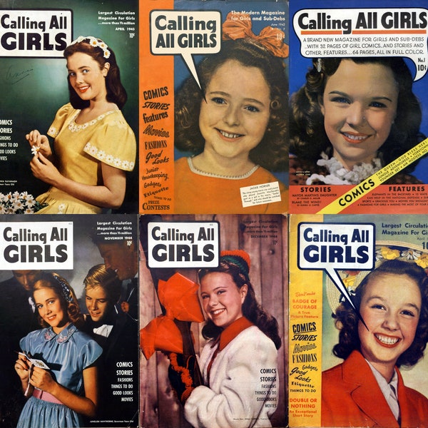 Calling All Girls Magazine 1940er 50er Jahre Vintage Teens Magazine - Judy Wing, Nurses, Wartime, Filmstars, Romanze. 34 Ausgaben PDF