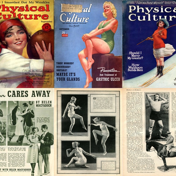 4 x Physical Culture Magazines, Illustrated vintage fitness & health magazines 1927-1948. Vintage hobbies, pasttimes, sports, athletics pdfs