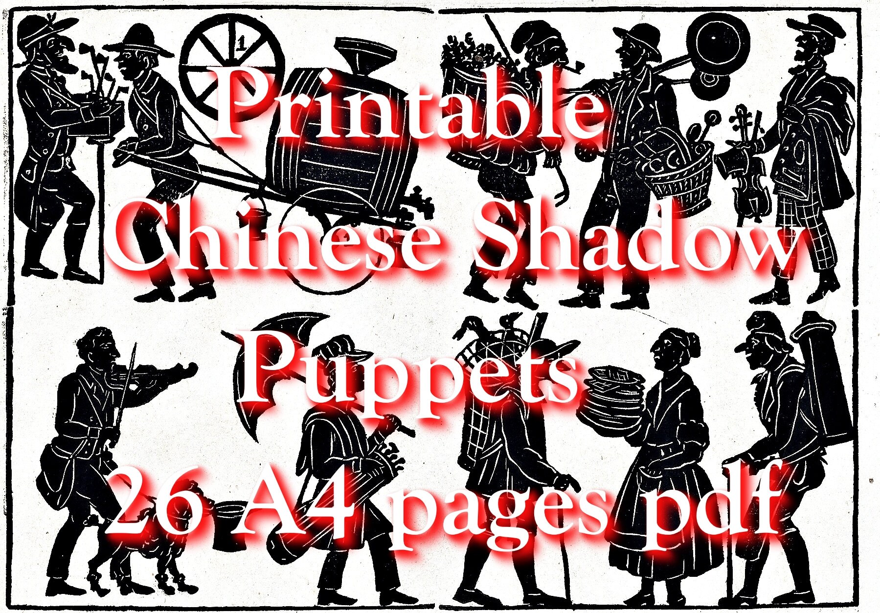 Printable Chinese Shadow Puppets People Animals Ships 26 - Etsy